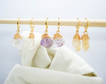 Quartz hoop earrings