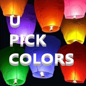 12x Wishing Lights  - Paper Sky floating lamps *U PICK THE COLORS*