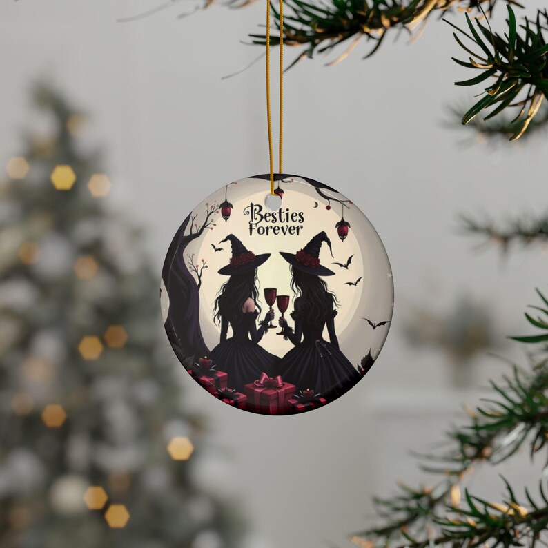 Besties Forever Gothic Ornament PNG, Witchy Weihnachtsdekor, Halloween