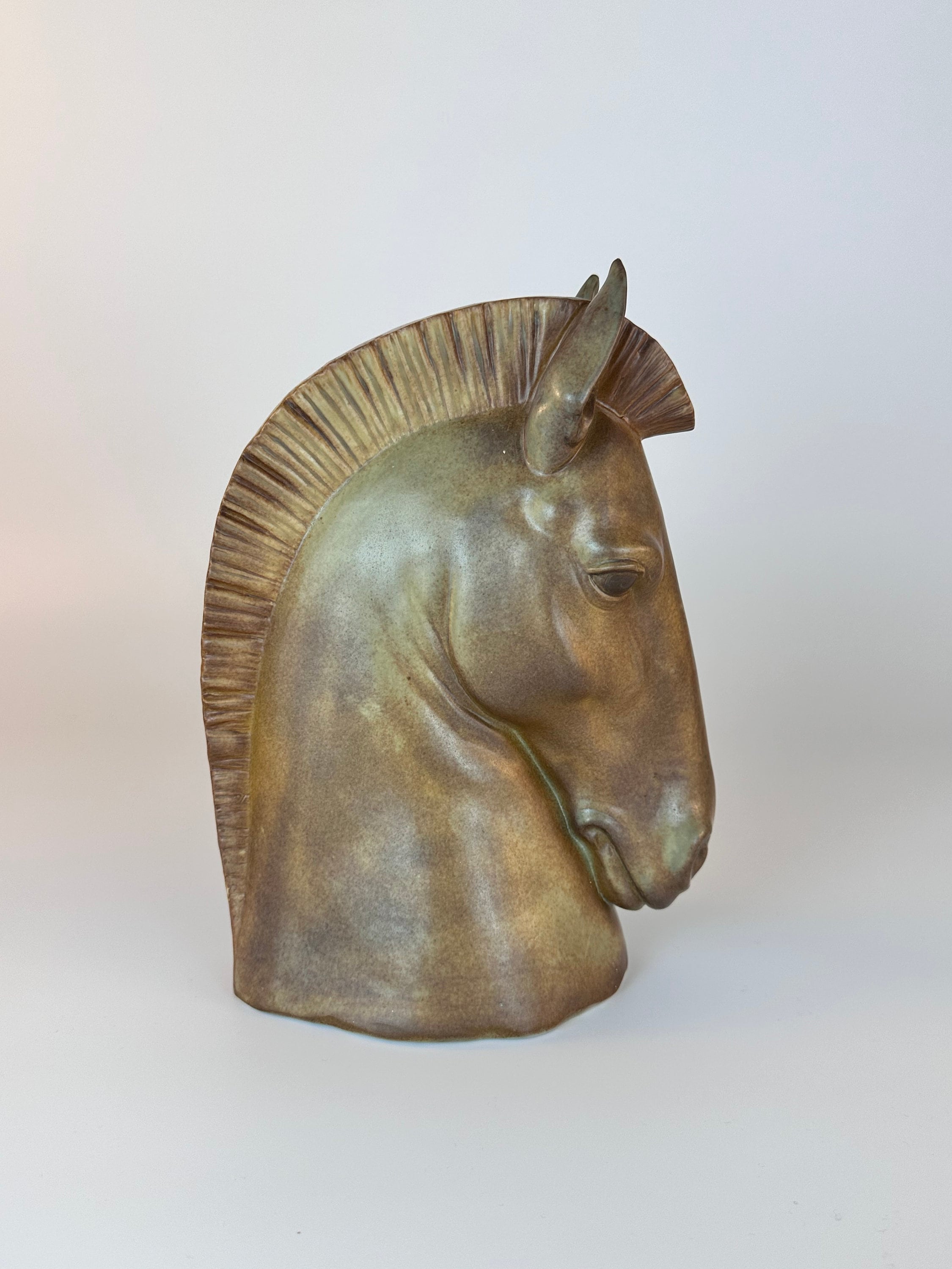 Lladro Stamped Porcelain Horse Head Figurine, Salvador Furió, 24.5 Cm