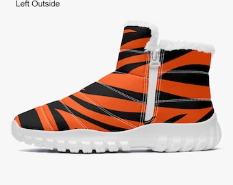 Bengal Striped Fur Zipper Up Boots