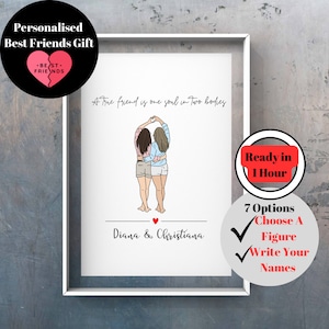 Custom Friend prints, Friends portrait illustration, Personalised Wall art, Best friends gift picture, Personalised Gift For Friend, DIGITAL