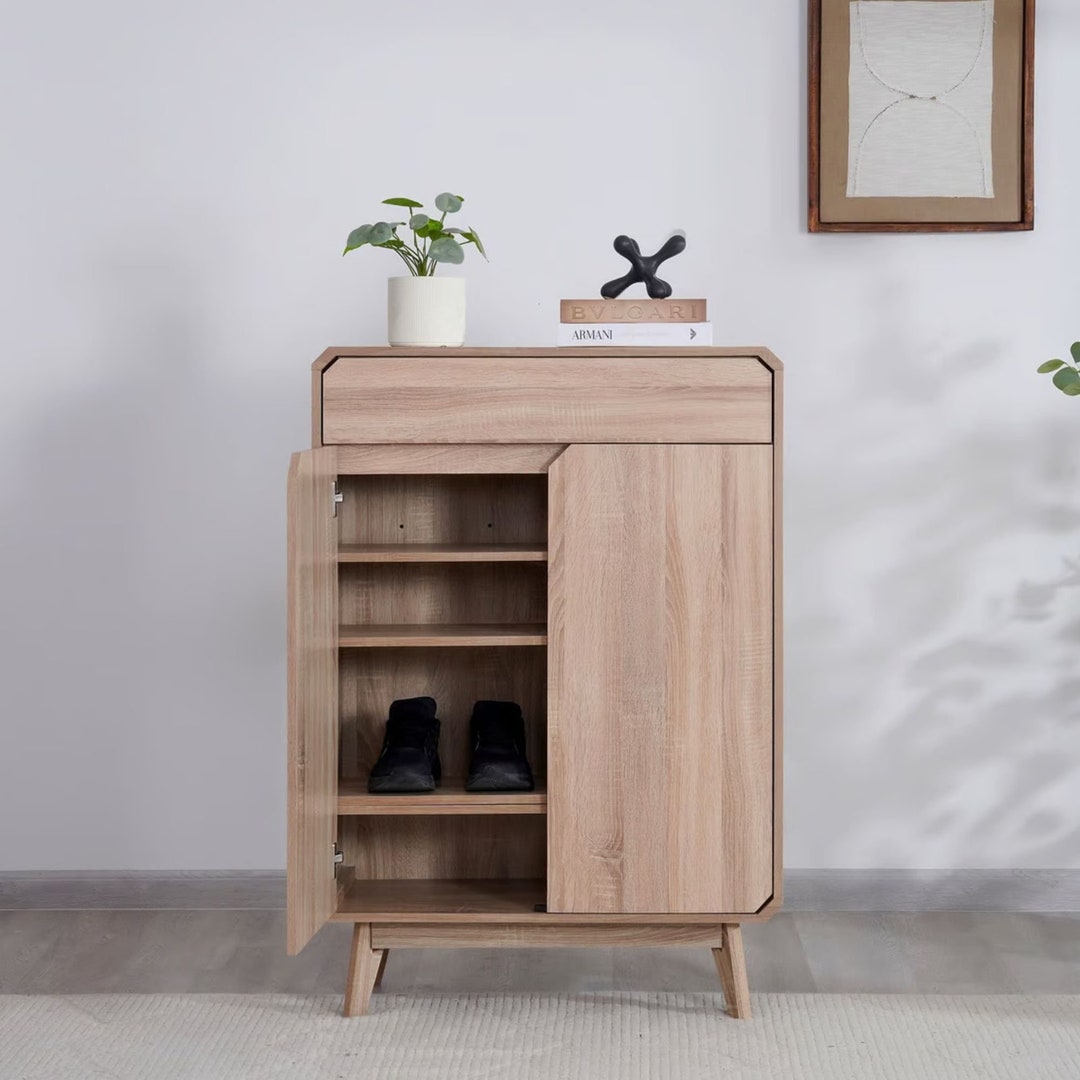 Astridora Shoe Rack 21 Pairs With 2 Door Natural - Etsy