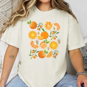 Oranges Comfort Colors tshirt, Vintage Orange Shirt, Art Graphic Fruit Shirt, vintage tropical orange lover shirt, cottage core shirt