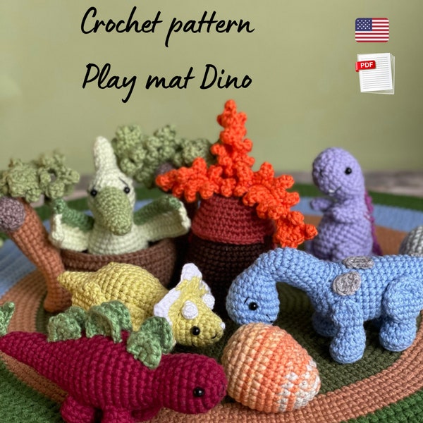 Crochet pattern - Play mat Dinosaur park