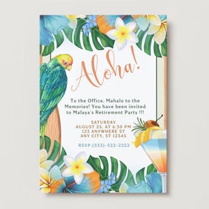 Aloha Tropical Retirement Party Invitation – Editable Digital Template