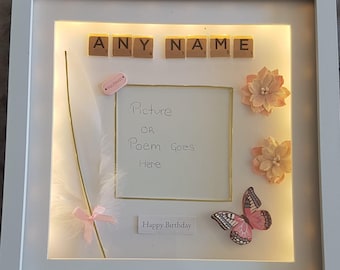 Beautiful hand designed, light up picture frames. with personalisation