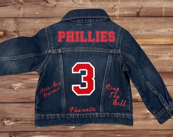 Kids Phillies Jean jacket, Infant Jean jacket, Phillies Jean jacket, kids jacket