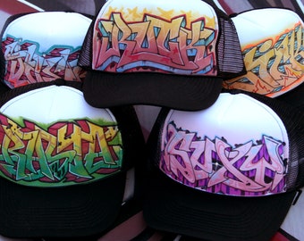 Custom, Hand-Painted Graffiti Hats