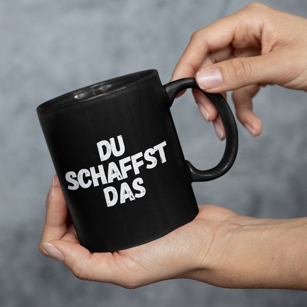 Tasse mit motivierendem Spruch - Keramiktasse 11 Unzen - Mikrowellen- und spülmaschinenfest - Schwarz