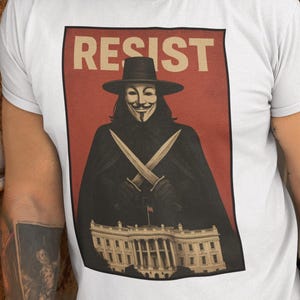 V wie Vendetta Resist T-Shirt | Anonymes Guy Fawkes T-Shirt | Demonstrieren T-Shirt | Politisches Statement Shirt | Unisex Streetwear