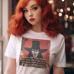Anonymous V For Vendetta Tee, Unique T-Shirt, Gift for Him or Her, Cool Graphic Tee, Unisex Shirt, Original Design Shirt, Aesthetic Tee