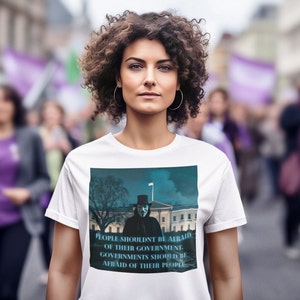 Anonymous V For Vendetta Tee, Unique T-Shirt, Gift for Him or Her, Cool Graphic Tee, Unisex Shirt, Original Design Shirt, Aesthetic Tee