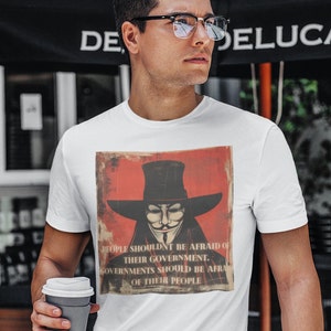 Anonymous V For Vendetta Tee, Unique T-Shirt, Gift for Him or Her, Cool Graphic Tee, Unisex Shirt, Original Design Shirt, Aesthetic Tee,
