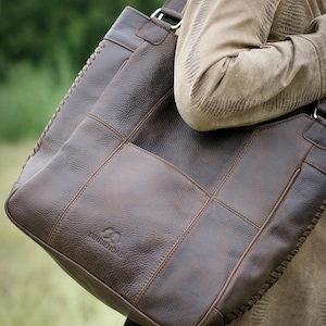 Bolso Tote de Cuero, Marrón Chocolate, diseñador, accesorio de moda para mujer, detalles hechos a mano, bolso de cuero importado