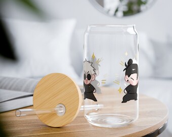 Gojo and Geto Anime Sipper Glass: JJK Coffee Glass (16OZ)