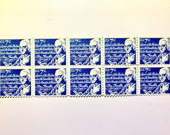 1972 Benjamin Franklin 7-Cent Stamps (U.S. Stamp #1393D) | New | Unused | Vintage Collectables | Print Block