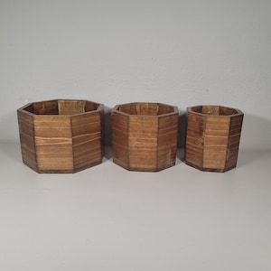 3er Set, Oktagon Pflanzgefäße, Zedernholz, handgemacht, drinnen/draußen, ideal für Kräuter, Blumen, Soculents, Geschenk, Herzstück, Garten.