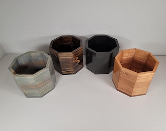 八角形のプランター、杉材、手作り、屋内/屋外用、ハーブ、花、植物 