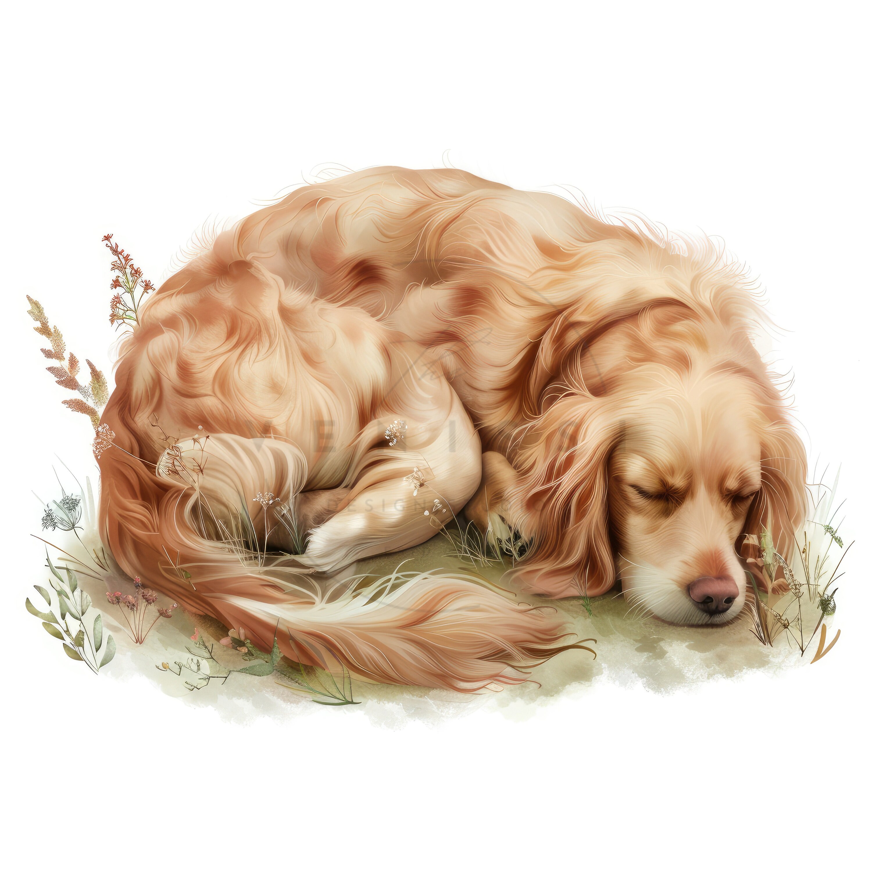 10 Sleeping Dogs Clipart Set, Floral Dog Cliparts Bundle, High Quality ...