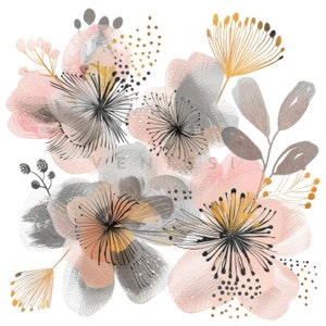 14 Abstract Flowers Clipart, Flowers Print, Printable Watercolor Clipart, High Quality JPGs, Digital download, Paper craft, Junk journals