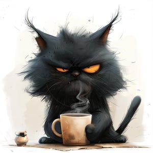 11 imágenes prediseñadas de gatos gruñones, imágenes divertidas de gatos, imágenes prediseñadas de gatos de dibujos animados, imágenes prediseñadas de acuarela imprimibles, acuarela, arte de pared, archivos JPG de alta calidad