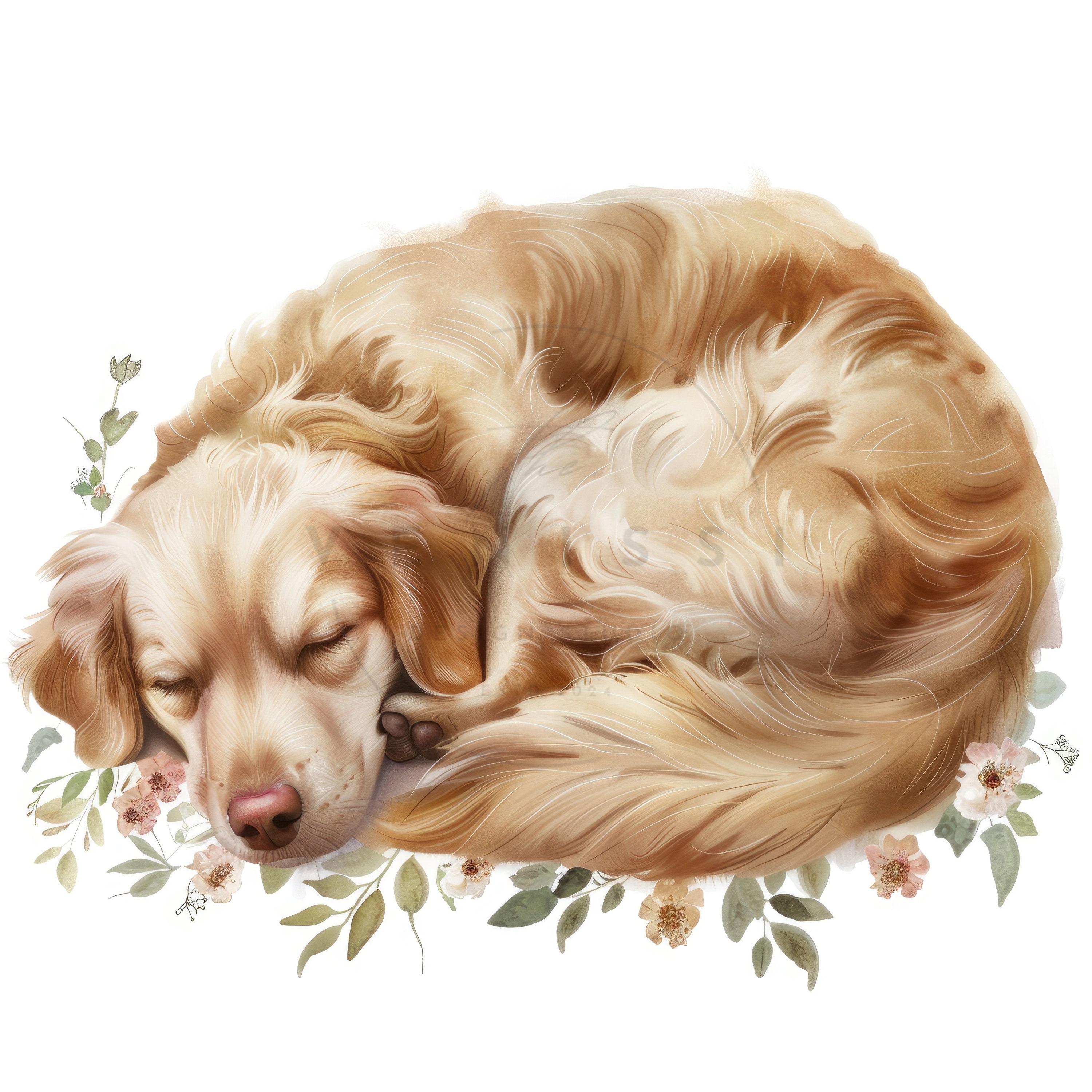 10 Sleeping Dogs Clipart Set, Floral Dog Cliparts Bundle, High Quality ...