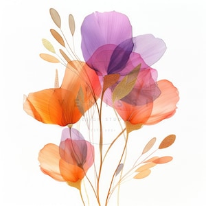 14 bundle di clipart di fiori astratti dell'acquerello, clipart di fiori, JPG stampabili di alta qualità, download digitale, artigianato di carta, diari spazzatura