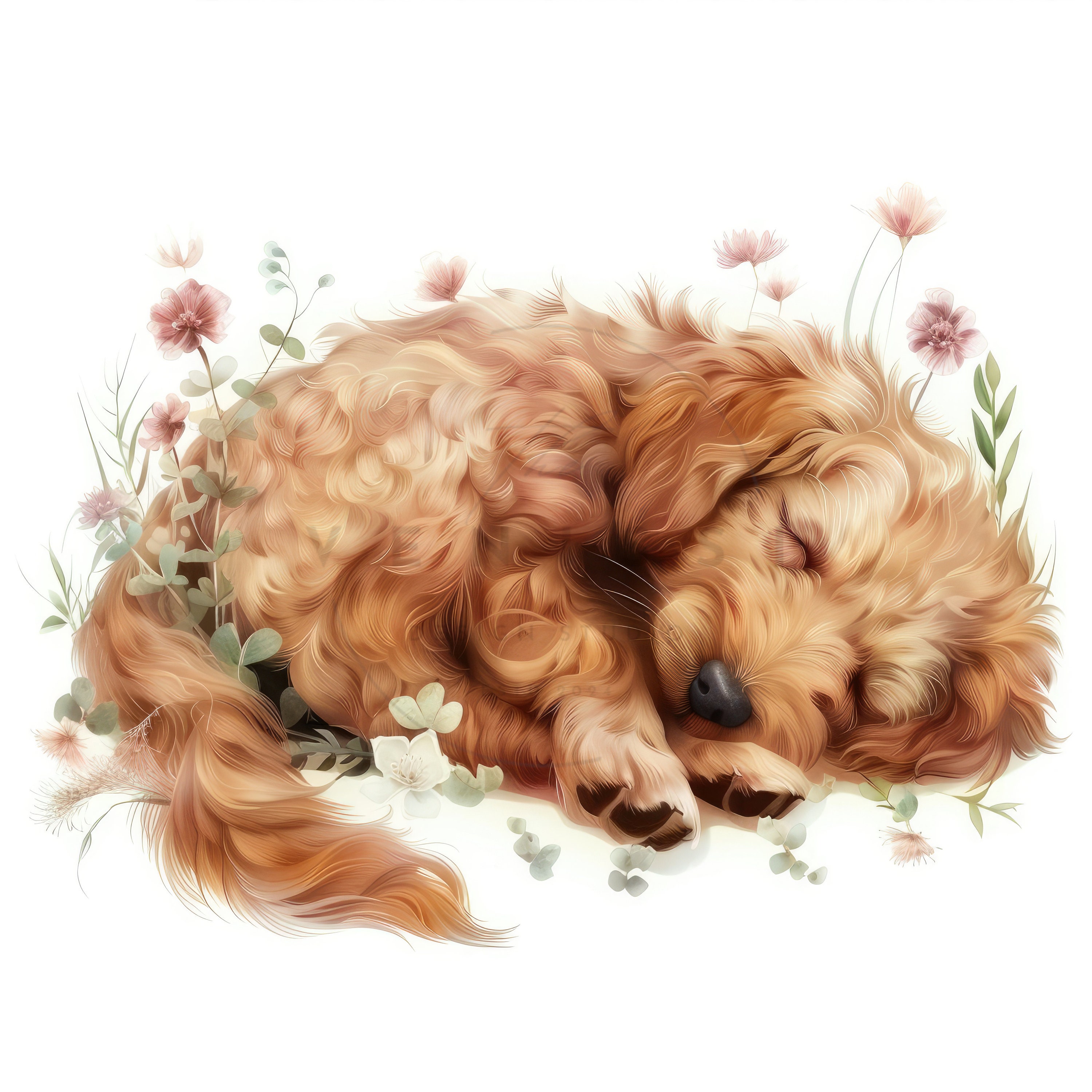 10 Sleeping Dogs Clipart Set, Floral Dog Cliparts Bundle, High Quality ...