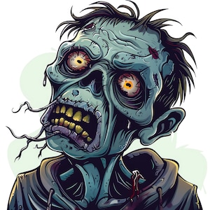 19 imágenes prediseñadas de zombies, imágenes prediseñadas de zombies de Halloween, archivos JPG imprimibles de alta calidad, descarga digital, manualidades de papel, diarios basura