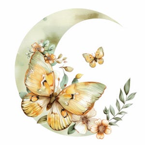 10 Butterfly In Flowers Clipart, Watercolor Floral Butterfly Clipart, High Quality JPGs, Digital download, Paper craft, Junk journal