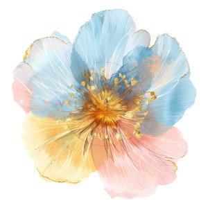9 Clipart di fiori astratti, Clipart di fiori in oro pastello, JPG di alta qualità, download digitale, artigianato di carta, diari spazzatura, adesivo digitale