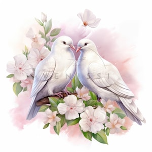 15 duiven clipart, aquarel paar witte duiven verliefd clipart, afdrukbare hoge kwaliteit jpg's, digitale download, Papercraft, Junk journals