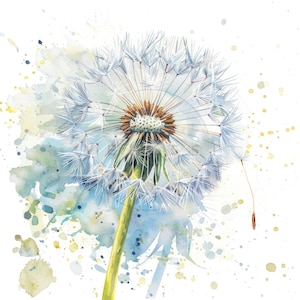 16 Watercolor Dandelion Clipart Bundle, Spring Flower Clip Art, Printable High Quality JPGs, Digital download, Paper craft, Junk journals