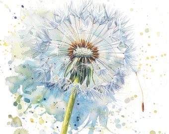 16 Watercolor Dandelion Clipart Bundle, Spring Flower Clip Art, Printable High Quality JPGs, Digital download, Paper craft, Junk journals