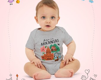 Traje de baño infantil de una pieza del estado de Arkansas / Capitolio de Little Rock, Razorback, Flor
