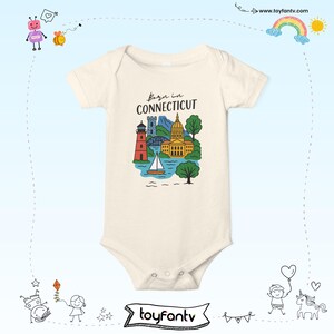 Illustration emblématique du Connecticut pour bébé | Body bébé voilier carte de l'état