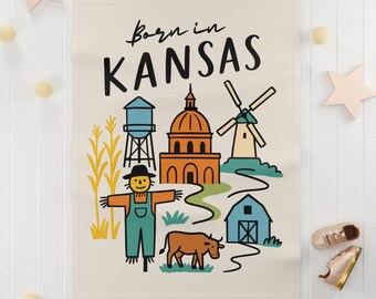Born in Kansas Baby Fleece Blanket | State Pride Nursery Throw