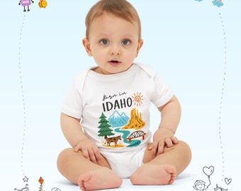 Idaho Landmarks Infant Onesie | Mountain, River, Pine Trees