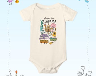 Alabama Landmarks Infant One Piece | State Travel Icons