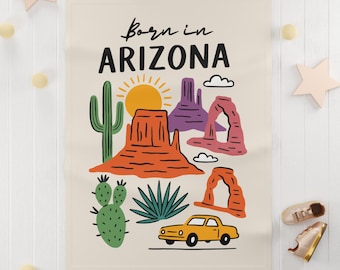Born in Arizona Baby Fleece Blanket | Desert Cactus Monuments Nursery Throw