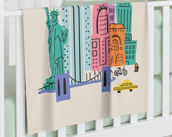 Born in New York Baby Swaddle Blanket | NYC Skyline Infant Swaddle