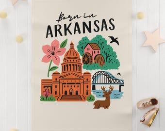Born in Arkansas baby blanket | state pride, Little Rock capitol illustration