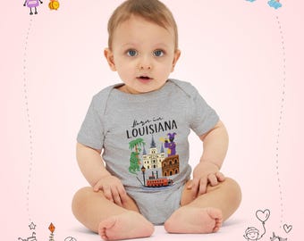 Louisiana skyline baby onesie | New Orleans steamboat, Mardi Gras icons