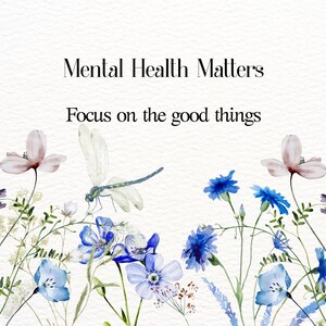 Tarjeta con impresión artística de acuarela "Focus" sobre salud mental
