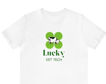 Lucky Veterinary Tech Cow T-Shirt: St. Patrick's Day Gift, Veterinary Medicine