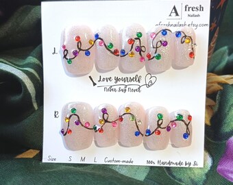 A049 Christmas Sparkle Light Bulb Press on nails