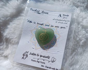 Pocket Love |  Hand Engraved Natural Stone with Affirmation Card | Reiki Infused |  Pocket Stone | Love Healing | Mindfulness Gift