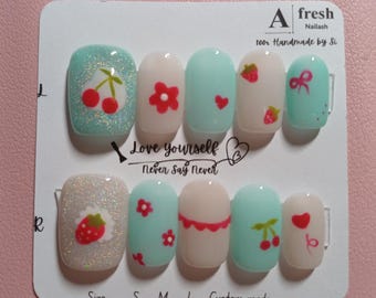 A003 : Summer fruit Handmade Press on nail