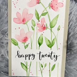 Carte florale peinte à la main et personnalisée – Choisissez vos couleurs et texte